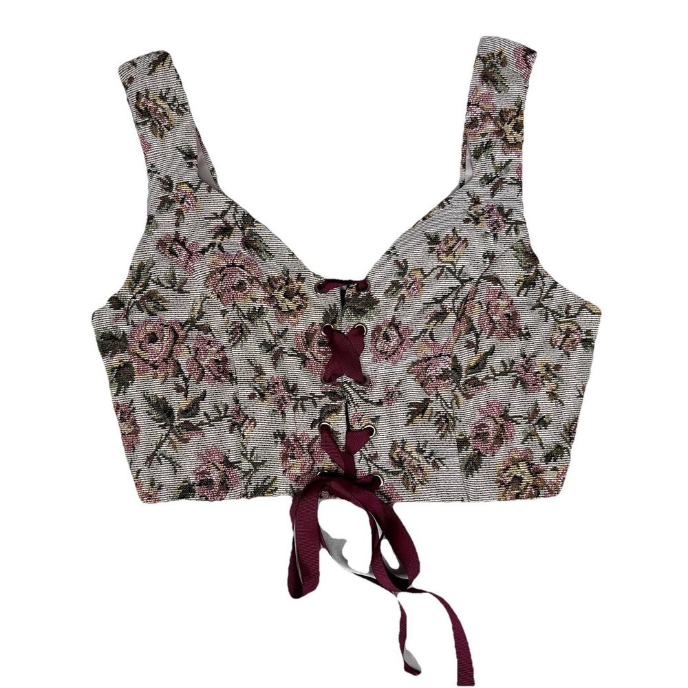 Cider lace up tapestry corset Style top Castlecore Womens XS